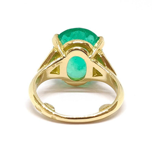 Ring 47 Solitär - Ring aus 18 Karat Gelbgold mit Smaragd und Diamanten 58 Facettes