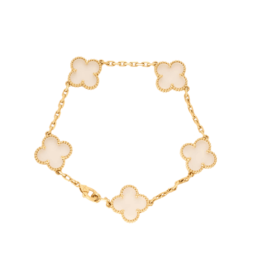 Bracelet VAN CLEEF & ARPELS - ALHAMBRA - Rare Bracelet en or jaune et cristal de roche. 58 Facettes 58FC3