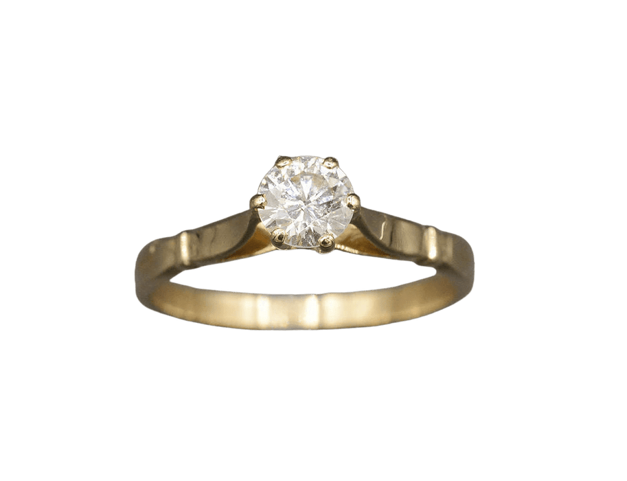 Bague 52 Solitaire Vintage or jaune diamant 58 Facettes A10368