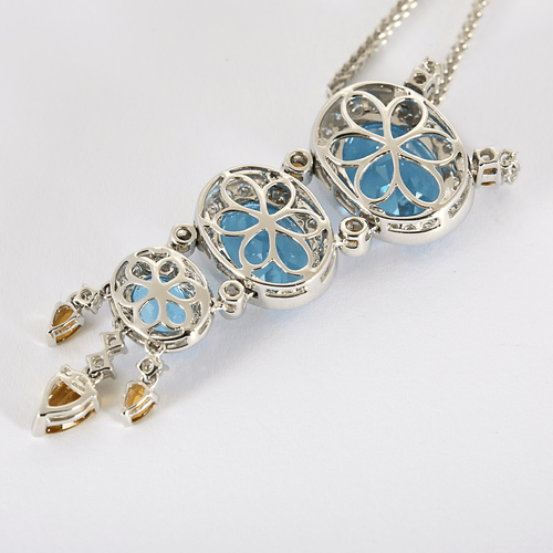 Collier Collier en or gris, diamants et topazes bleues, citrines 58 Facettes DV16843-11