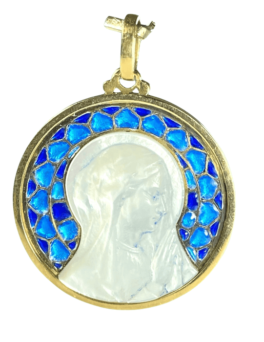 Pendentif Médaille or, nacre et émail 58 Facettes 310