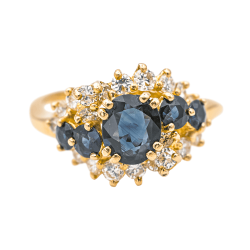 Bague 56 Bague en or jaune 18 carats sertie de saphirs et diamants 58 Facettes 4002854CN