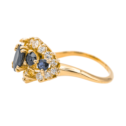 Bague 56 Bague en or jaune 18 carats sertie de saphirs et diamants 58 Facettes 4002854CN