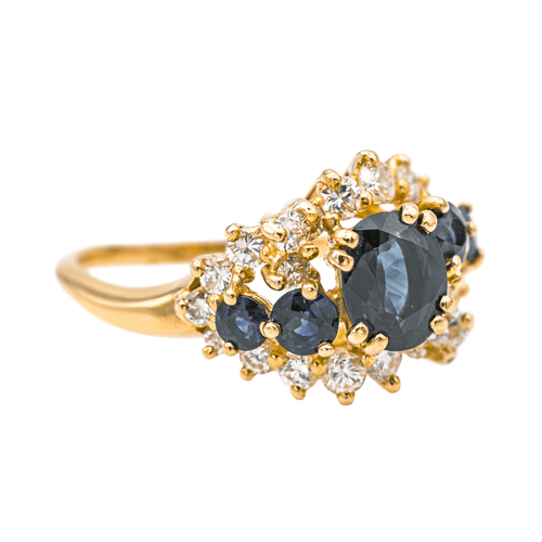 Bague 56 Bague en or jaune 18 carats sertie de saphirs et diamants 58 Facettes 4002854CN