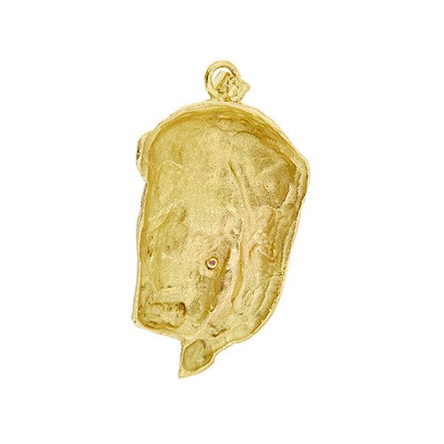 Pendentif Pendentif visage du Christ en or jaune 18 ct avec rubis et diamants 58 Facettes 40105