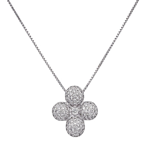 Collier Collier - Pendentif trèfle géométrique en or blanc et diamants 58 Facettes 4013324CN