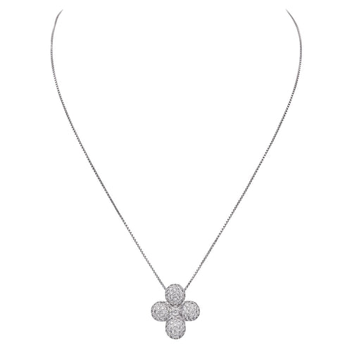Collier Collier - Pendentif trèfle géométrique en or blanc et diamants 58 Facettes 4013324CN