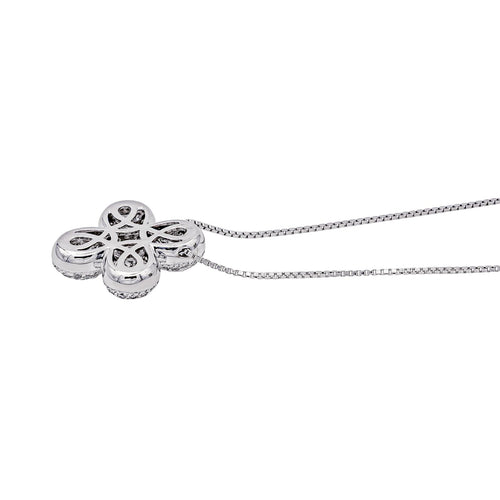 Collier Collier - Pendentif trèfle géométrique en or blanc et diamants 58 Facettes 4013324CN