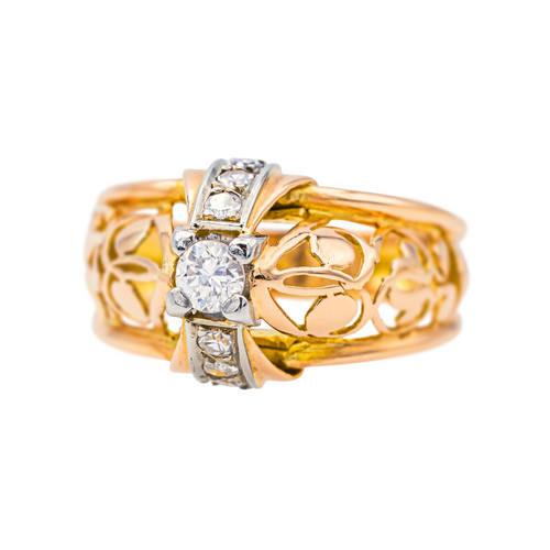 Bague 59 Bague Tank en or rose et or blanc avec diamants 58 Facettes 4033238CN