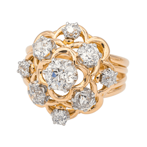 Bague 53.5 Bague en or rose 18 carats sertie de diamants taille ancienne 58 Facettes 4061323CN