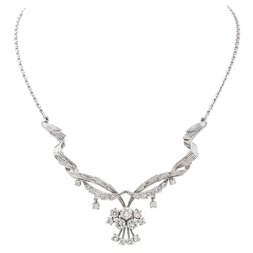 Collier Collier - Motifs géométriques en or blanc et diamants 58 Facettes 4061325CN