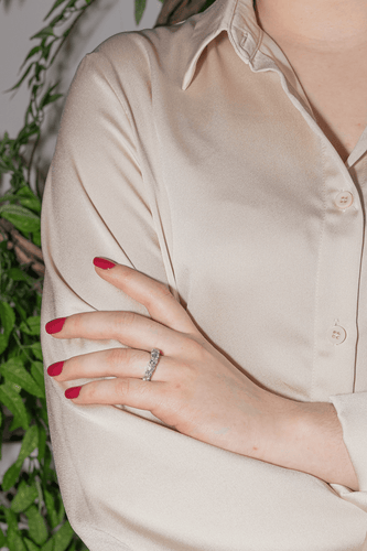 Bague 50 Alliance demi-tour - Bague en or blanc 18 carats et diamants 58 Facettes 4086045CN