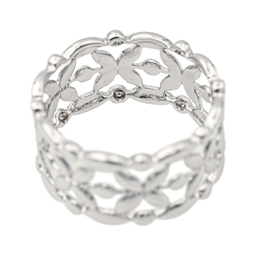 Bague 54 Mauboussin - Bague bandeau à motif floral en or blanc 58 Facettes 4098642RV