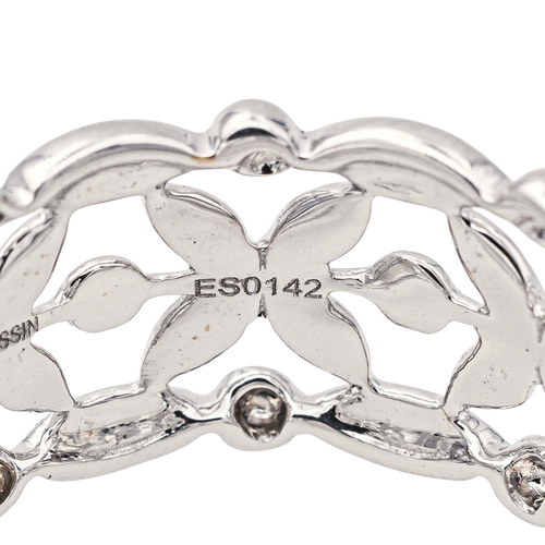 Bague 54 Mauboussin - Bague bandeau à motif floral en or blanc 58 Facettes 4098642RV