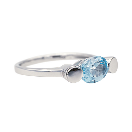 Bague 56 Bague en or blanc 18 carats avec topaze bleue 58 Facettes 4098650RV