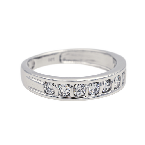 Bague 53 Bague demi-alliance en or blanc 18 carats et diamants 58 Facettes 4098653RV