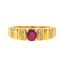 Bague 57 Bague en or jaune 18 carats avec rubis ovale et diamants 58 Facettes 4099638CN