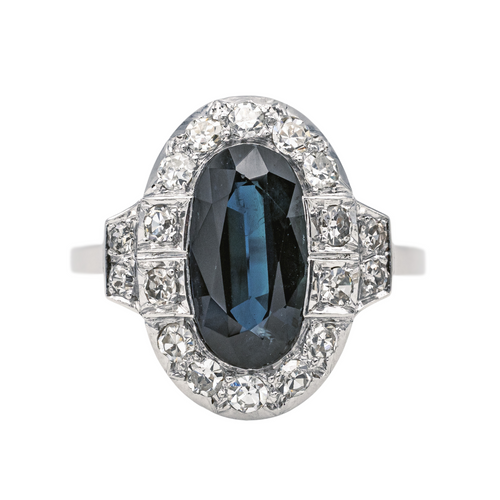 Bague 59 Pompadour - Bague Art déco en platine saphir et diamants 58 Facettes 4099640CN