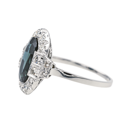 Bague 59 Pompadour - Bague Art déco en platine saphir et diamants 58 Facettes 4099640CN