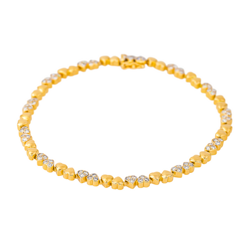 Bracelet Bracelet motifs cœur en or jaune 18 carats et diamants 58 Facettes 4137659CN