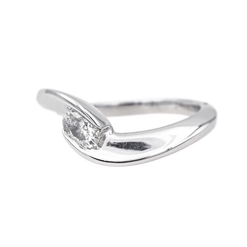 Bague 51 Bague solitaire en or blanc 18 carats avec diamant ovale 58 Facettes 4151685RV