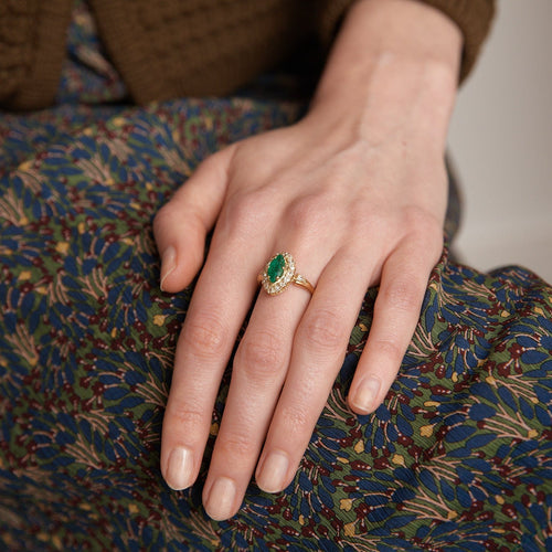 Bague Bague marquise émeraude diamants 58 Facettes 2808