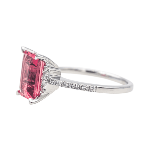 Bague 54 Bague en or blanc 18 carats avec tourmaline rose et diamants 58 Facettes 4167005RV