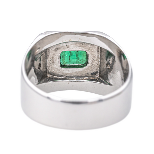 Bague 65 Bague en or blanc 18 carats avec émeraude et diamants 58 Facettes 4169632RV