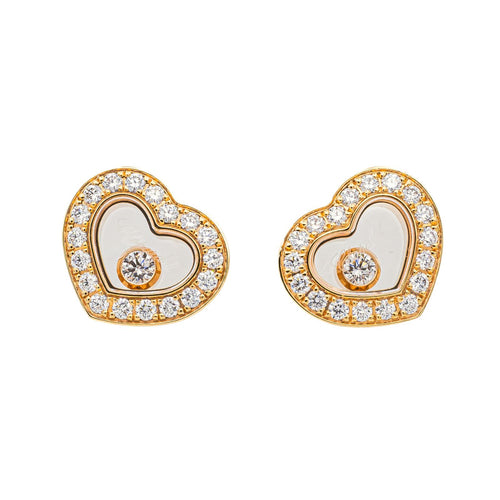 Boucles d'oreilles Chopard Happy Diamonds - Boucles d’oreilles cœur en or rose et diamants 58 Facettes 4173785RV