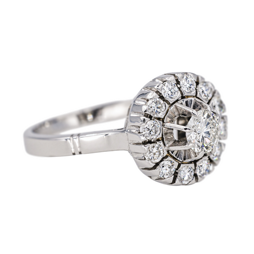Bague 54 Bague marguerite en or blanc et platine avec diamants 58 Facettes 4226565CN