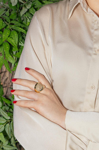 Bague 55 Bague en or jaune 18 carats sertie de diamants 58 Facettes 4228069CN