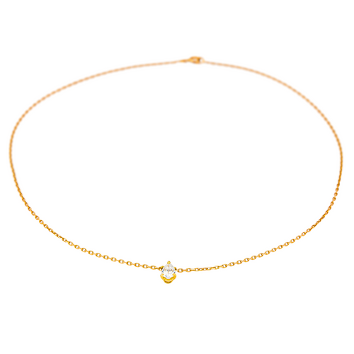 Collier Collier solitaire en or rose 18K avec diamant taille poire 58 Facettes 4248224CN