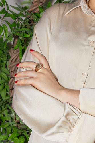 Bague 58 Bague dôme rétro en or rose 18 carats et diamants 58 Facettes 4261861RV