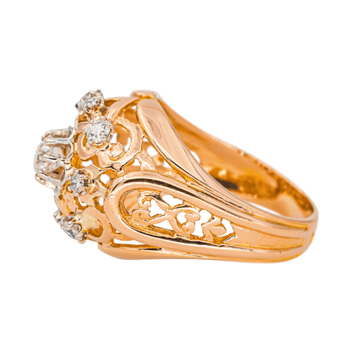 Bague 58 Bague dôme rétro en or rose 18 carats et diamants 58 Facettes 4261861RV