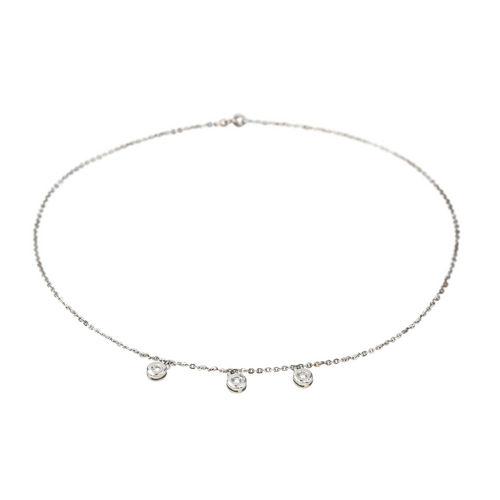Collier Collier en or blanc 18 carats serti de 3 diamants 58 Facettes 4285554CN