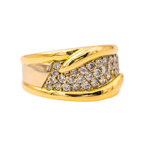 Bague 54 Bague bandeau en or jaune 18 carats pavée de diamants 58 Facettes 4292214RV