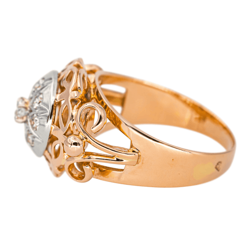 Bague 52 Bague dôme rétro en or rose et or blanc 18 carats, diamants 58 Facettes 4311394CN