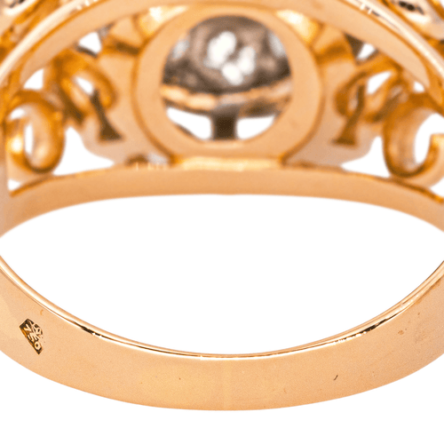 Bague 52 Bague dôme rétro en or rose et or blanc 18 carats, diamants 58 Facettes 4311394CN