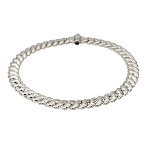 Collier Collier en or blanc 18 carats avec saphirs cabochon 58 Facettes 4324637CN