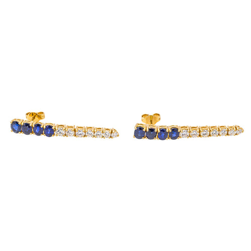 Boucles d'oreilles Boucles d’oreilles pendantes en or jaune avec saphirs et diamants 58 Facettes 4324641CN