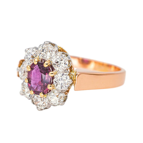Bague 54 Bague marguerite en or rose et platine avec rubis et diamants 58 Facettes 4354716CN