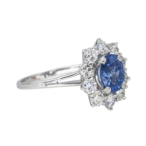 Bague 57 Bague Pompadour en or blanc avec saphir ovale et diamants 58 Facettes 4354722CN