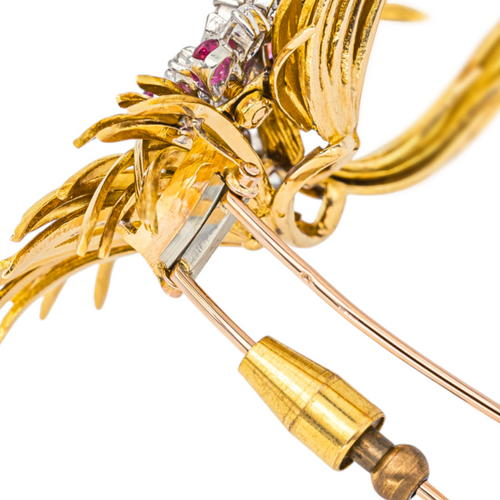 Broche Broche en or jaune, rose et blanc 18 carats rubis et diamants 58 Facettes 4367778CN