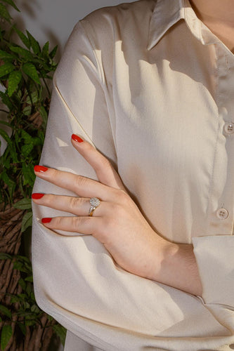 Bague 51 Bague en or jaune et or blanc 18 carats sertie de diamants 58 Facettes 4369862CN