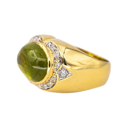 Bague 54 Bague cocktail en or jaune 18 carats avec péridot et diamants 58 Facettes 4377113RV