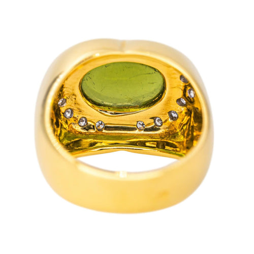 Bague 54 Bague cocktail en or jaune 18 carats avec péridot et diamants 58 Facettes 4377113RV