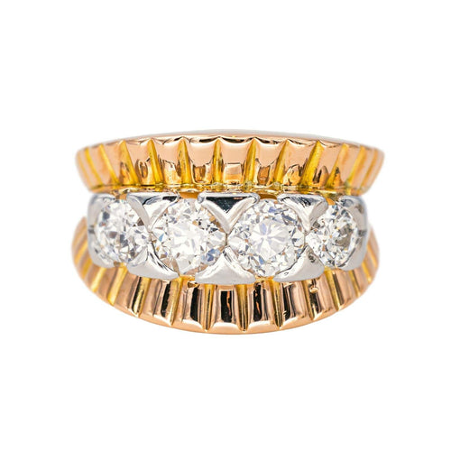 Bague 55 Bague en or rose et blanc 18 carats pavée de diamants 58 Facettes 4387240CN