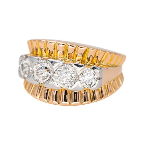 Bague 55 Bague en or rose et blanc 18 carats pavée de diamants 58 Facettes 4387240CN