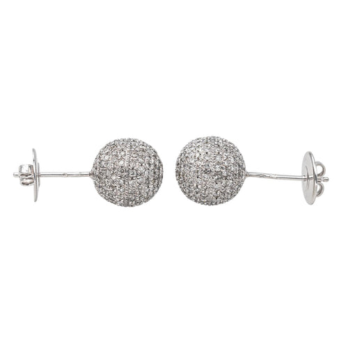 Boucles d'oreilles Boucles d’oreilles boules en or blanc 18 carats et diamants 58 Facettes 4388291CN