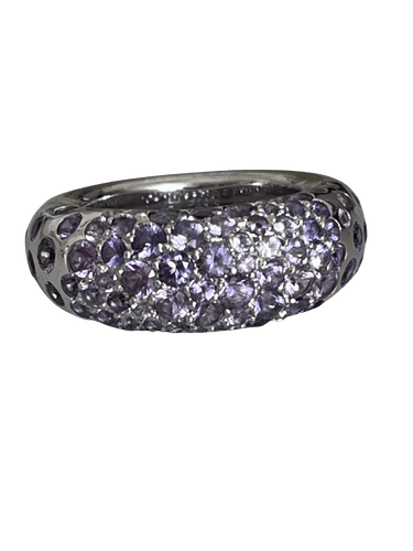 Bague 51 CHAUMET - Bague Grain de Caviar Saphirs Violets 58 Facettes LOT 5650